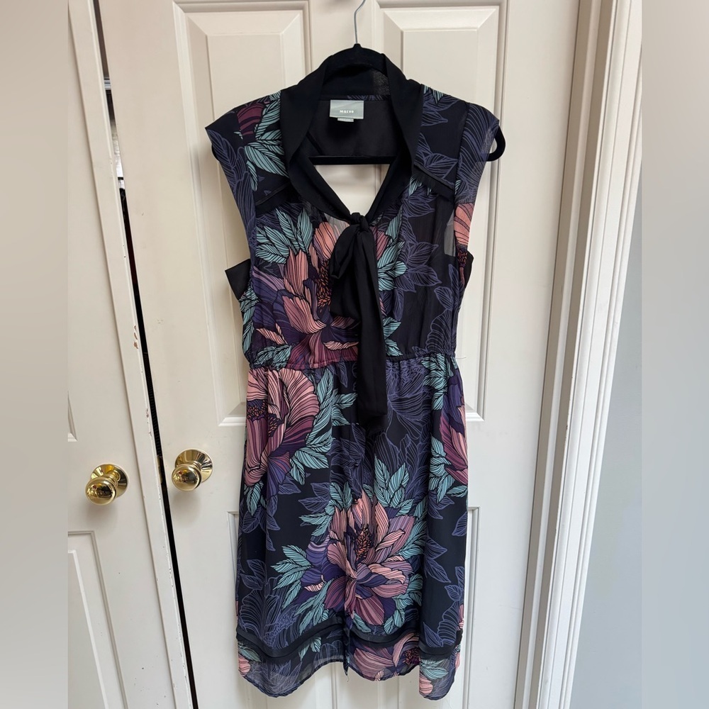 Maeve Bretin Floral Bow Tie Midi Dress - Picture 3 of 7